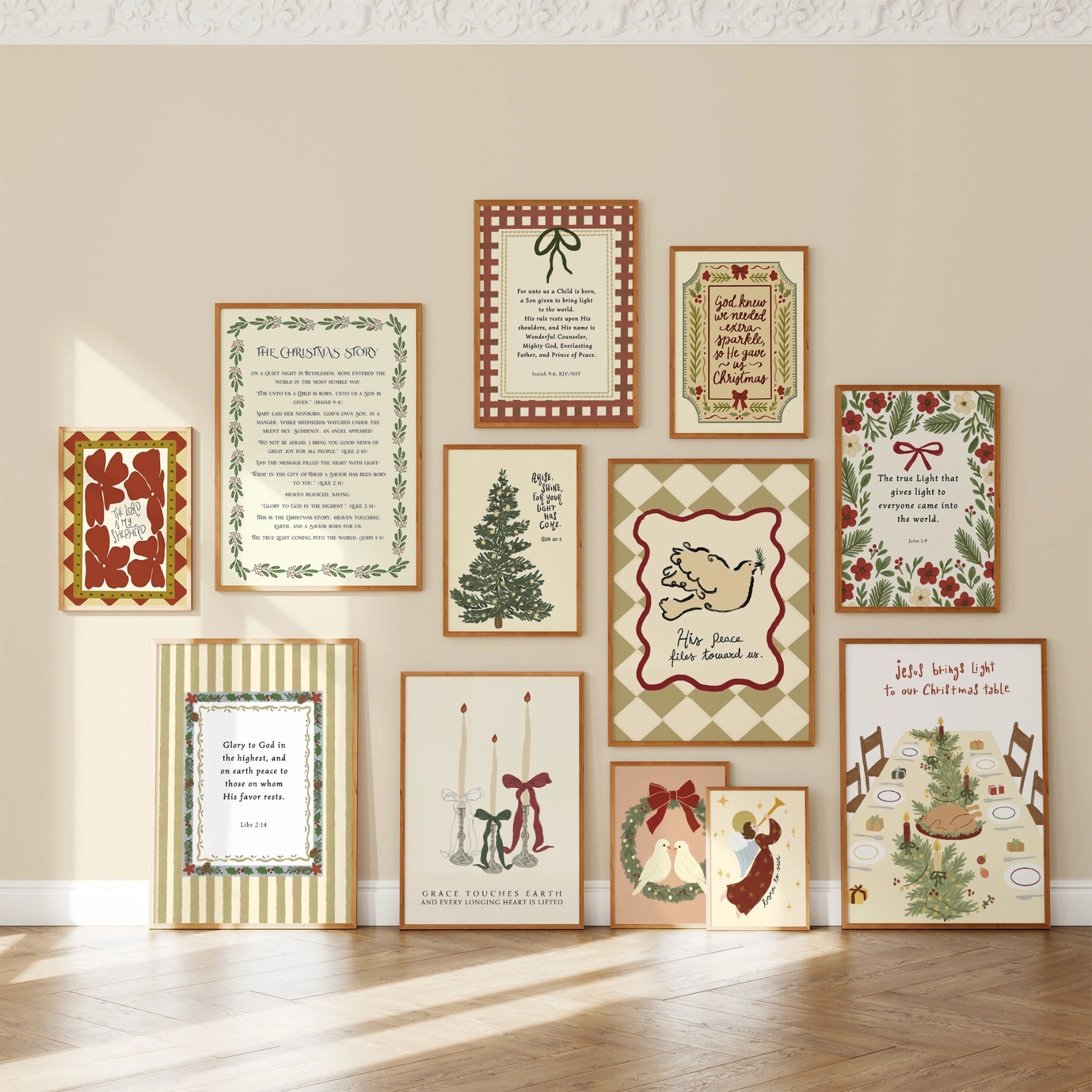 Hand-Drawn Vintage Christian Holiday Set of over 20 Prints