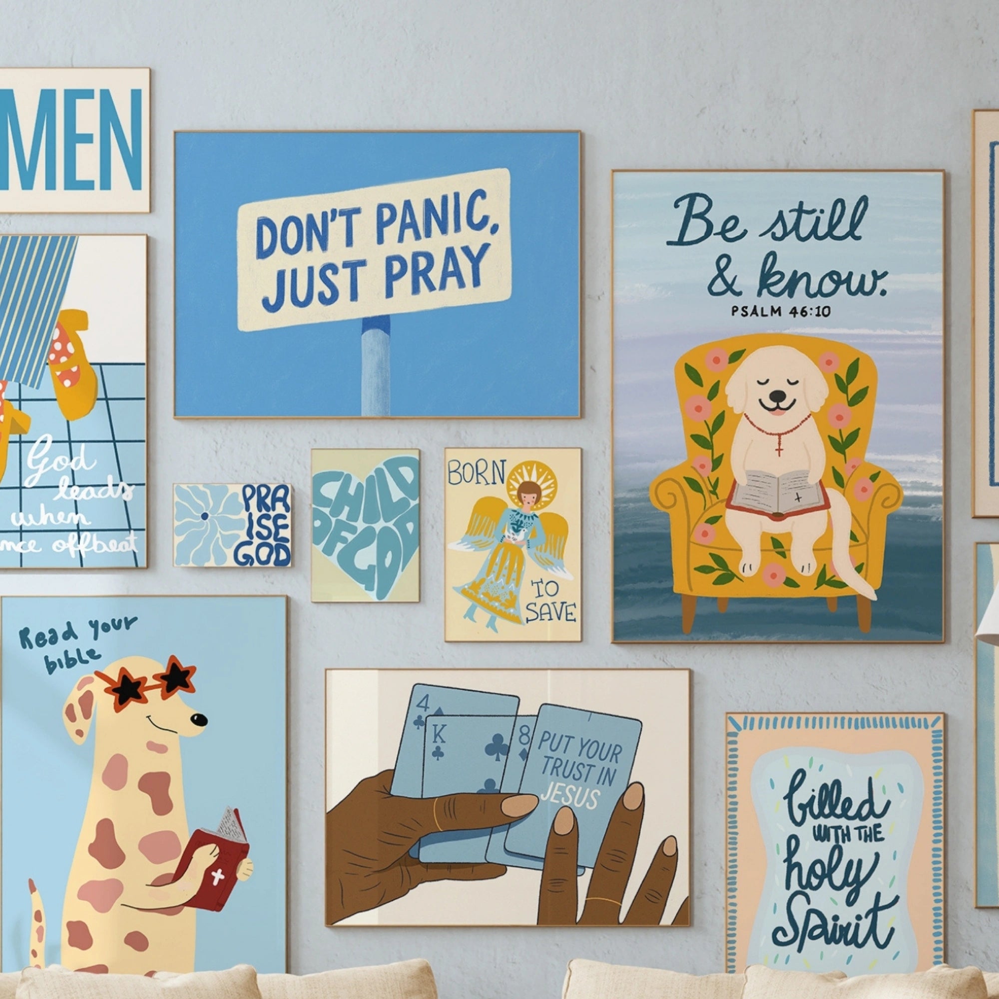 Handmade Blue Christian, over 100 prints