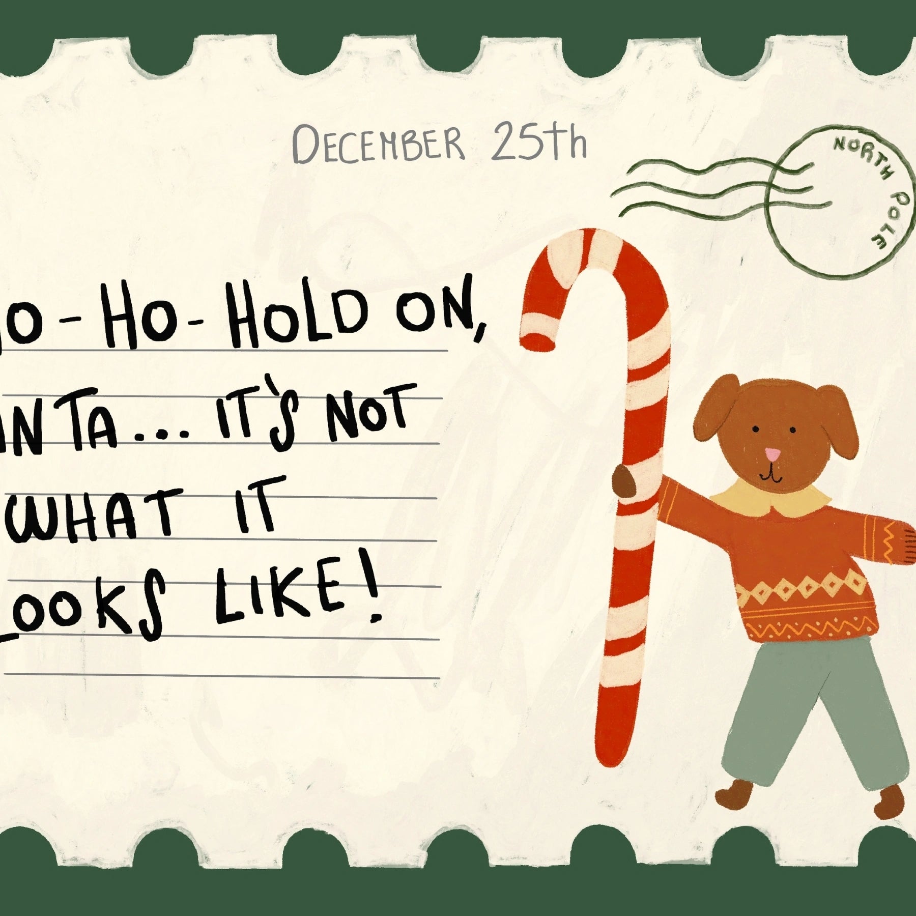 Funny Christmas Dog Postcard Print