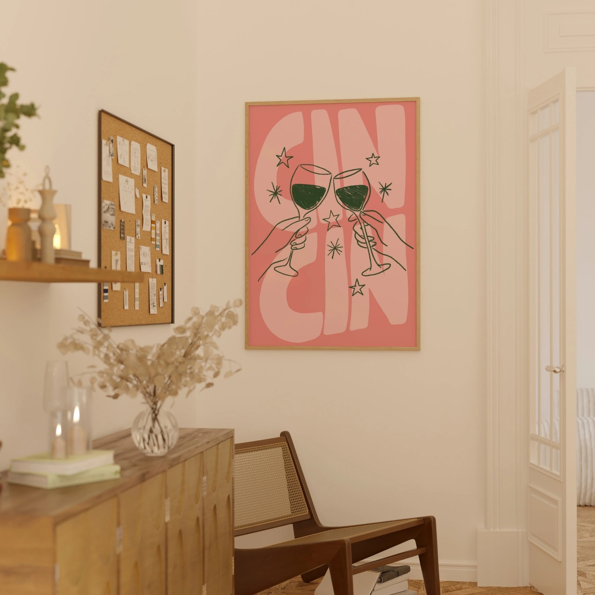 Pink Retro Kitchen Print