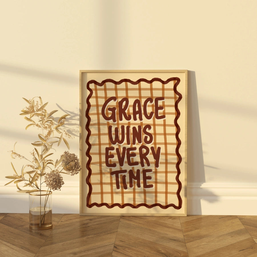 Grace Wins Every Time Wall Art - Christian Autumn Print