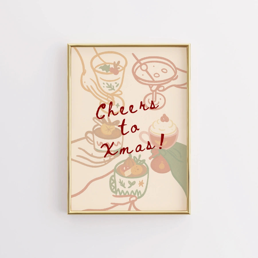 Cheers to Christmas Wall Art - Festive Holiday Drink Print