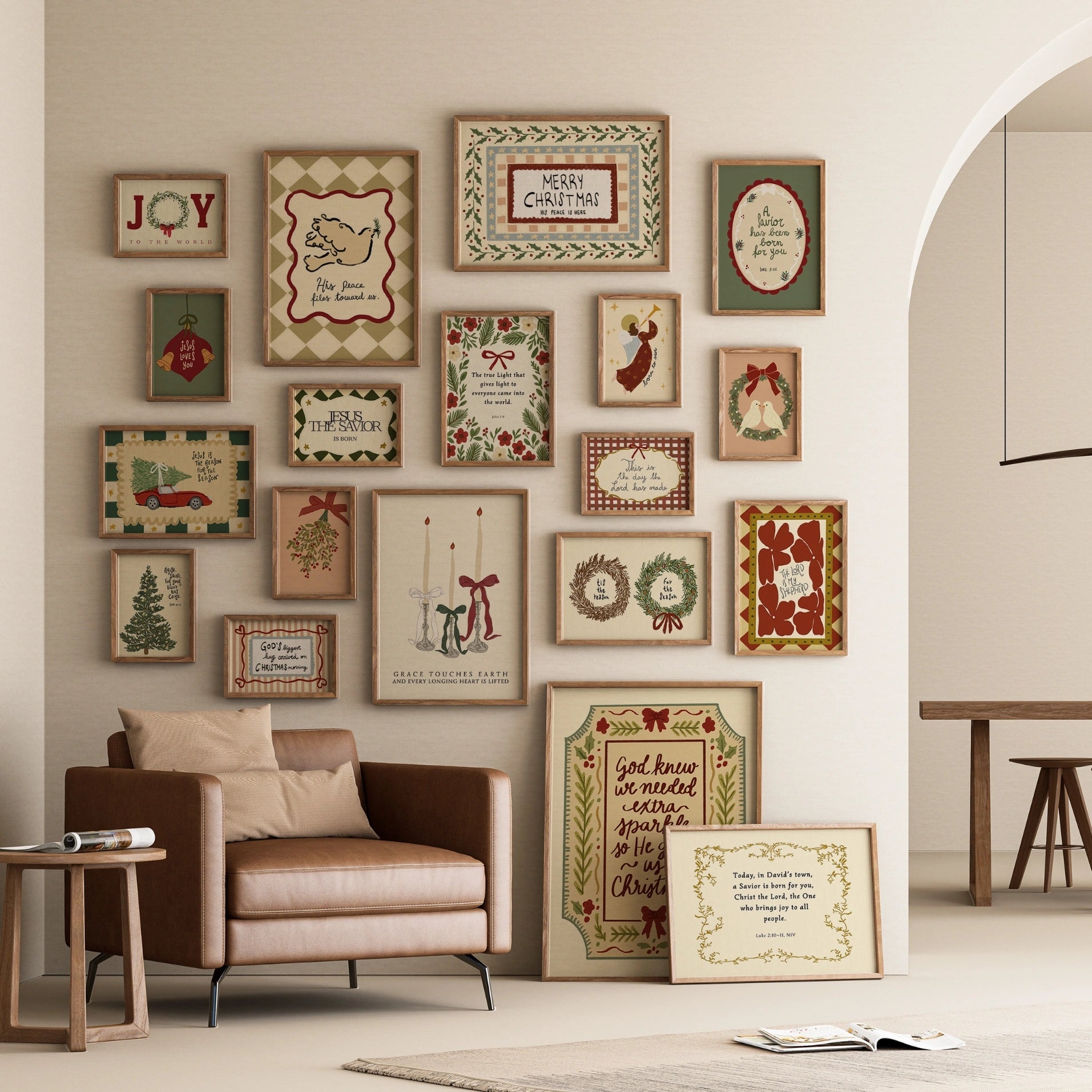 Hand-Drawn Vintage Christian Holiday Set of over 20 Prints