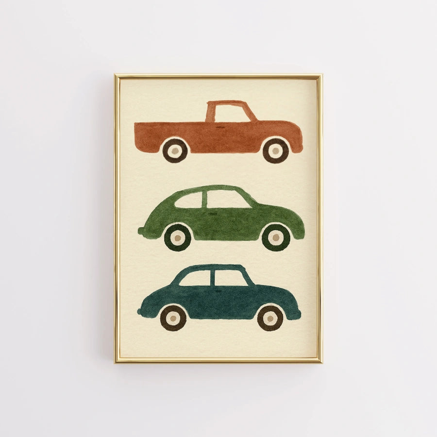 Race Car Nursery Print - Colorful Racing Wall Art for Kids