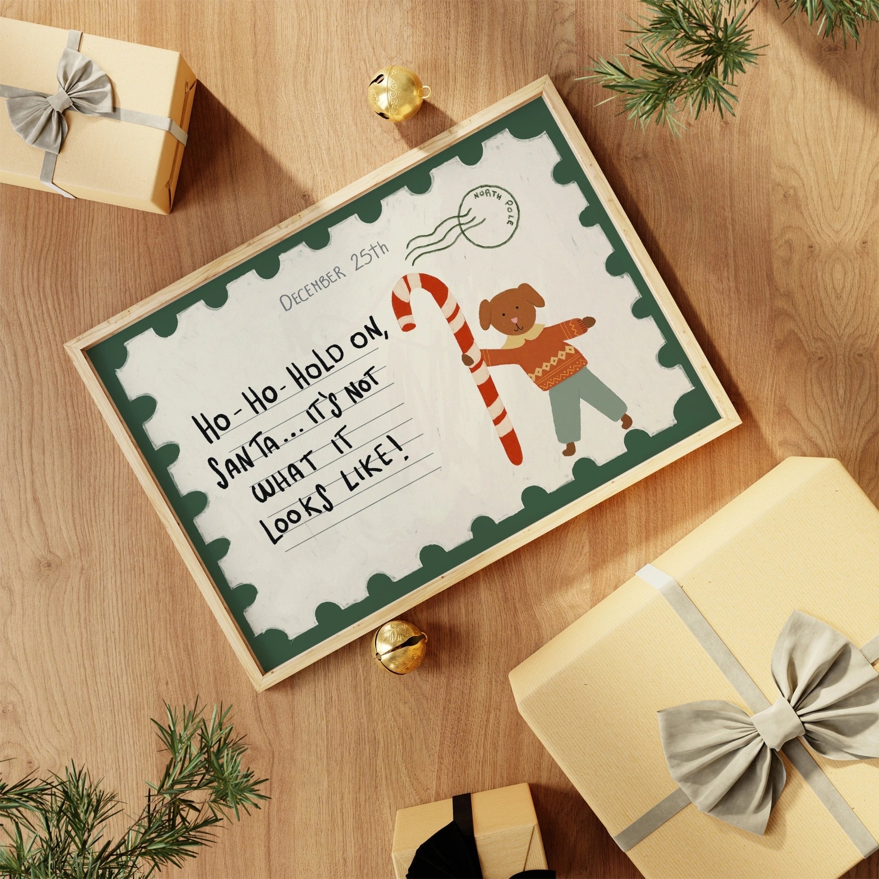 Funny Christmas Dog Postcard Print