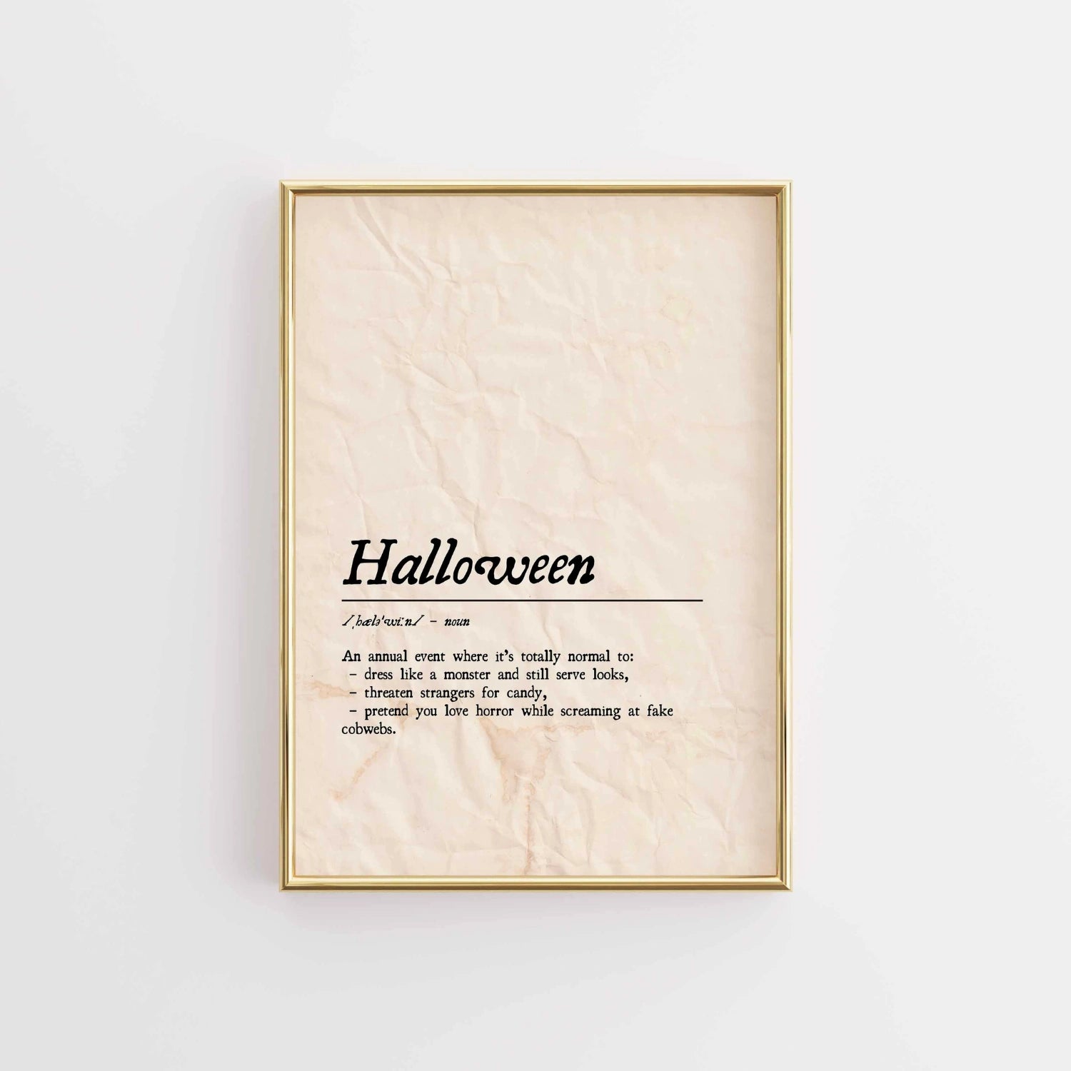 Funny Halloween Definition Print – Minimal Spooky