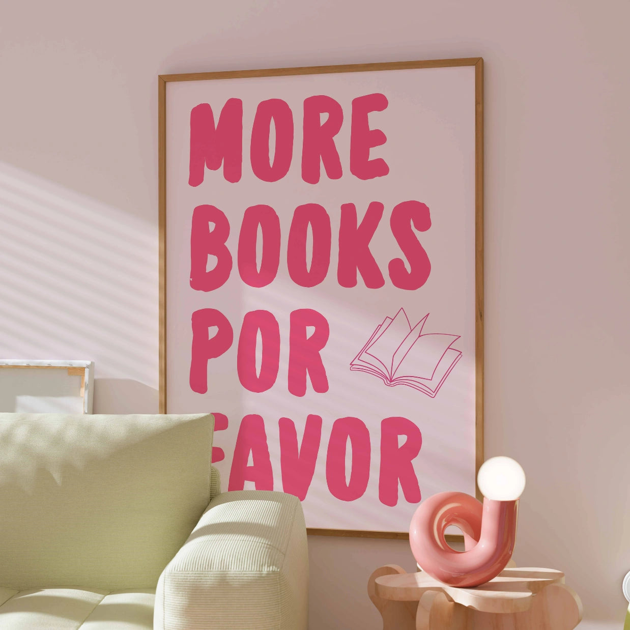 Mehr Bücher bitte – Pink Bookish Print