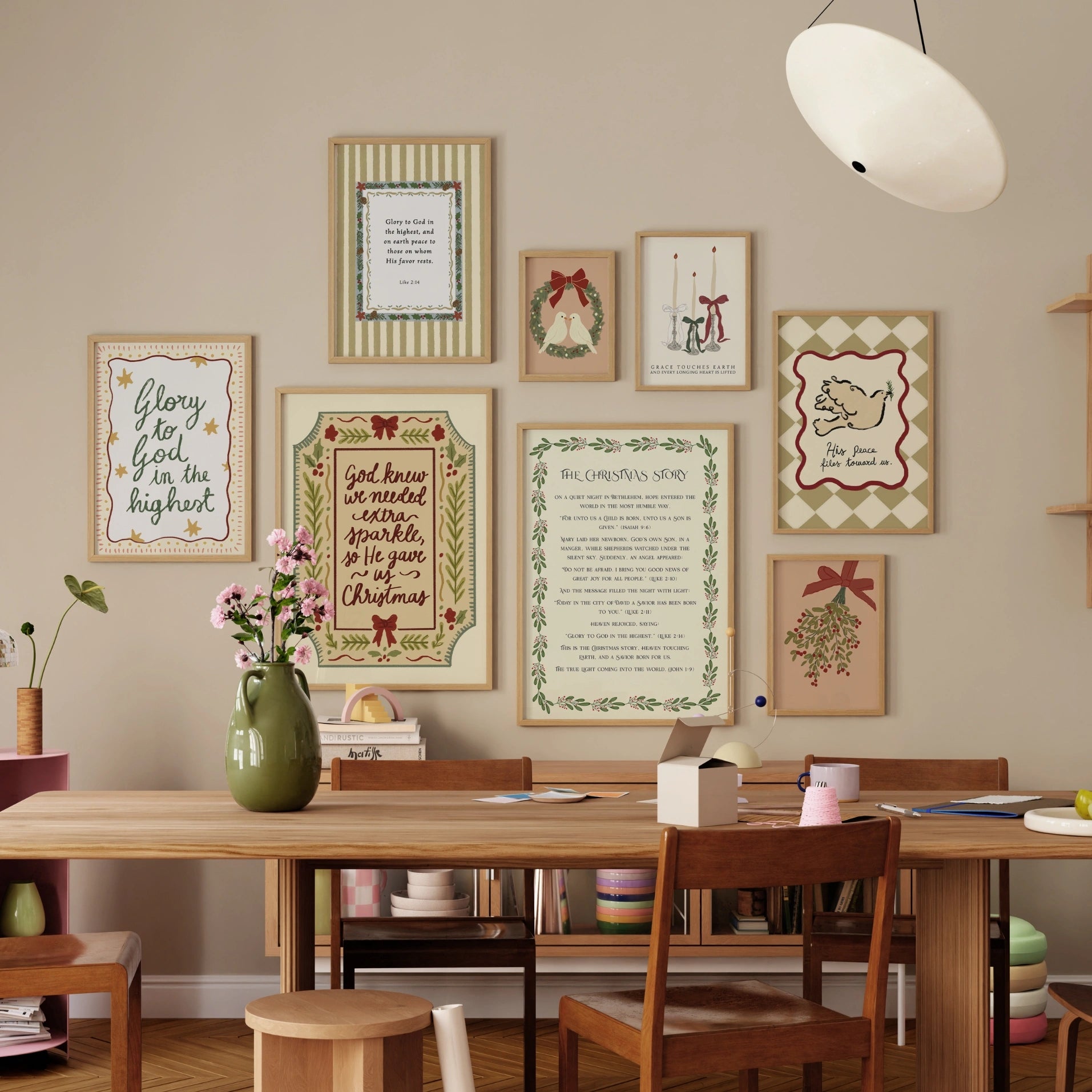 Hand-Drawn Vintage Christian Holiday Set of over 20 Prints