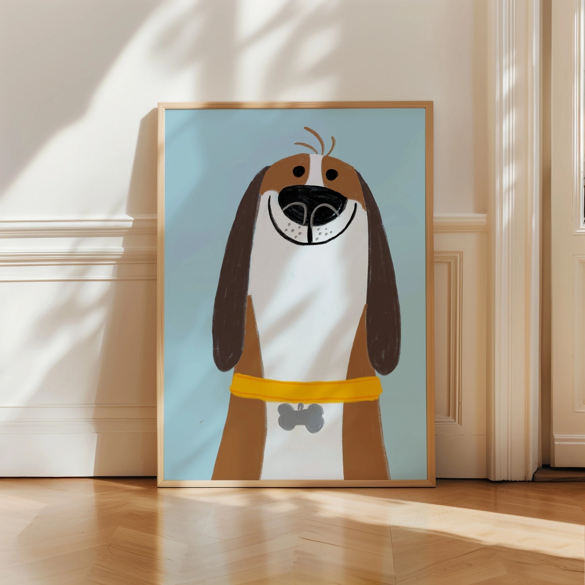 Happy Dog Nursery Wall Art – Cute Smiling Puppy Print for Kids Room