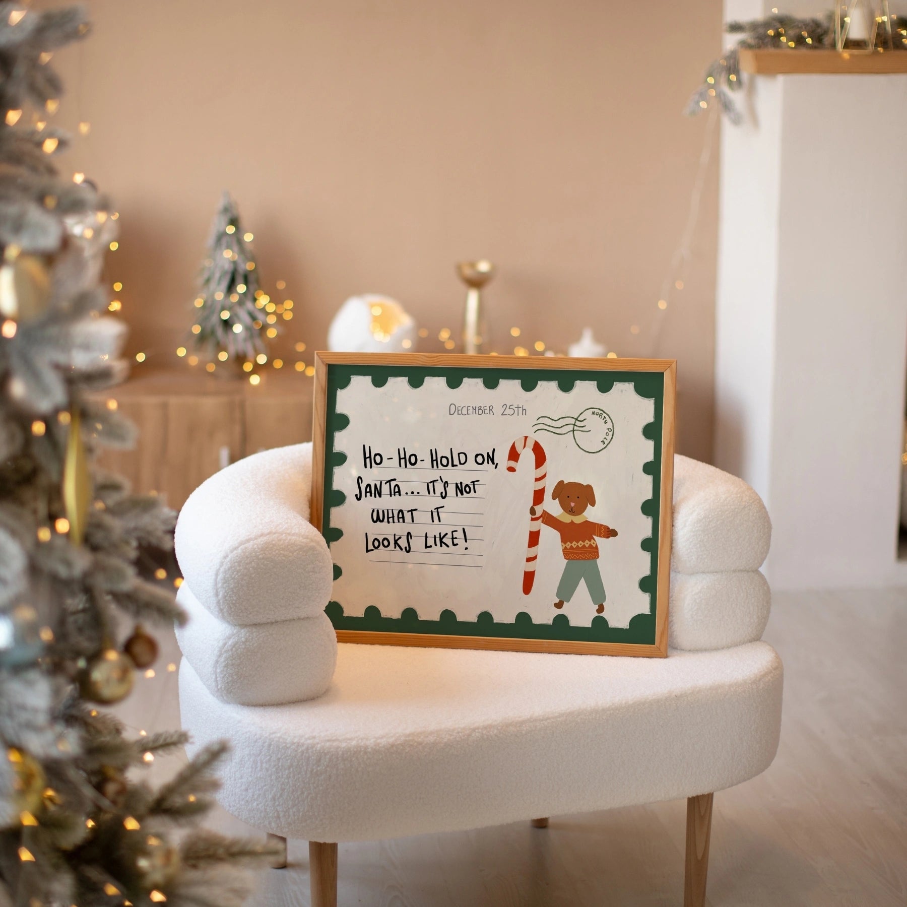 Funny Christmas Dog Postcard Print