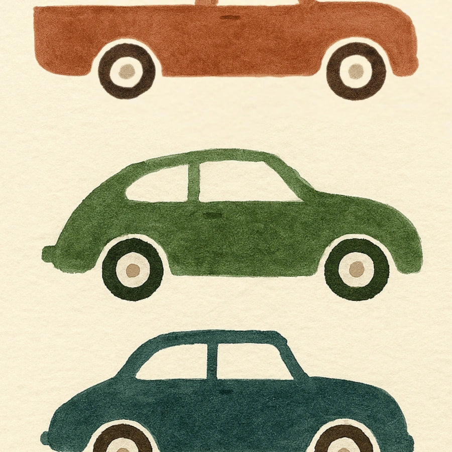 Race Car Nursery Print - Colorful Racing Wall Art for Kids