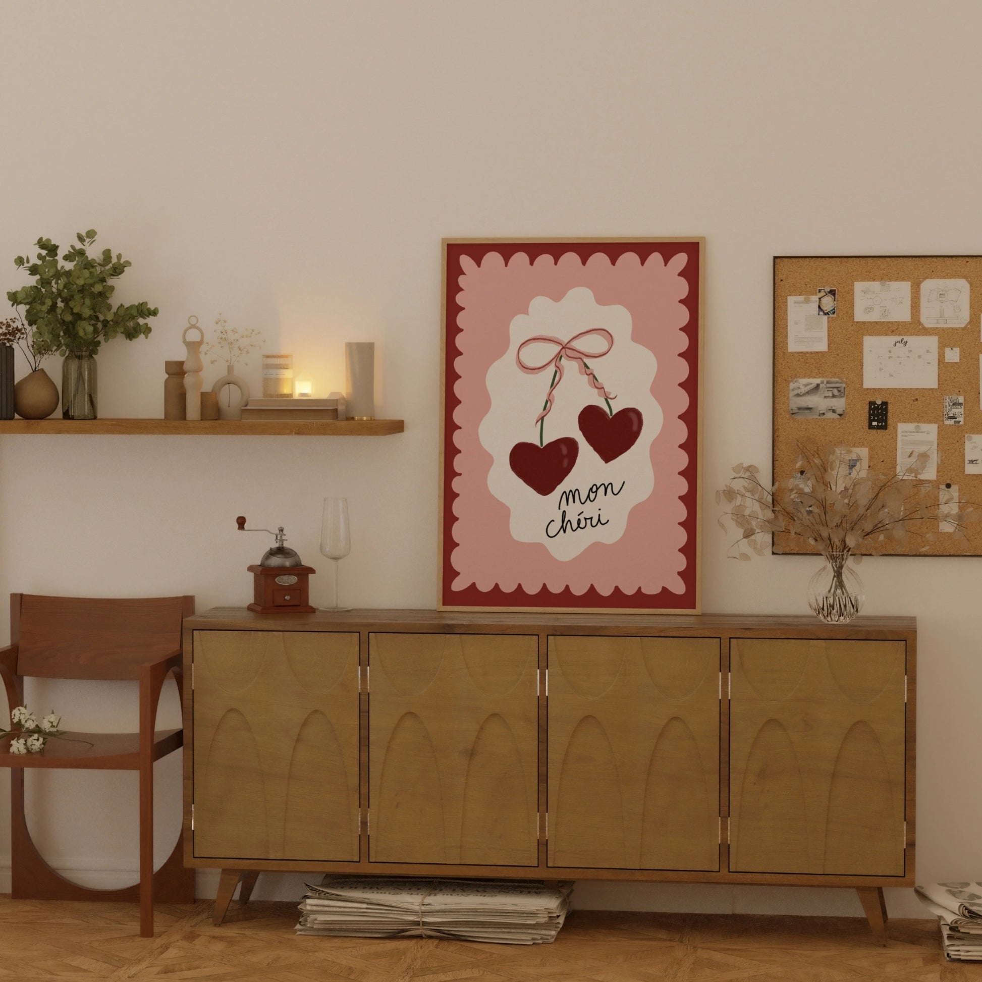 Decorazione murale per la tavola da pranzo italiana – Stampa di pasta, vino e cucina