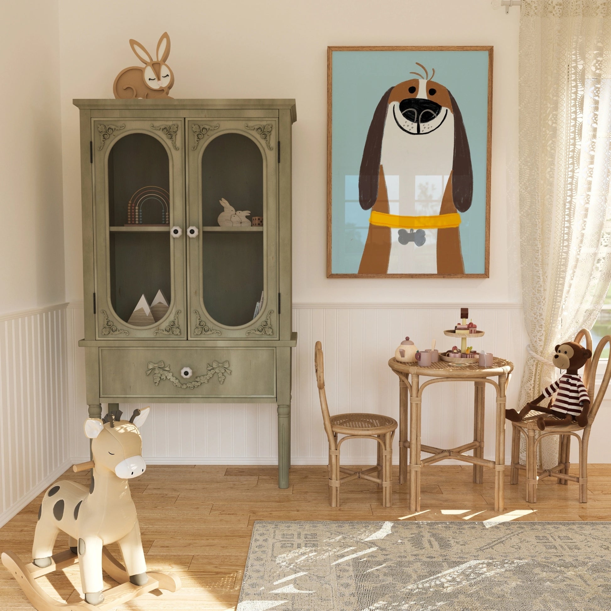 Happy Dog Nursery Wall Art – Cute Smiling Puppy Print for Kids Room