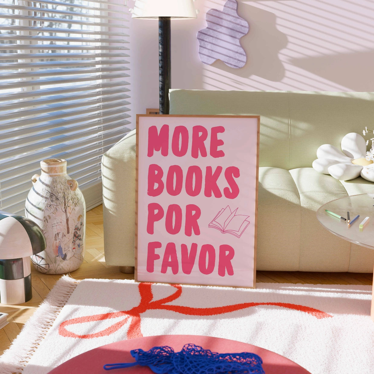 Mehr Bücher bitte – Pink Bookish Print