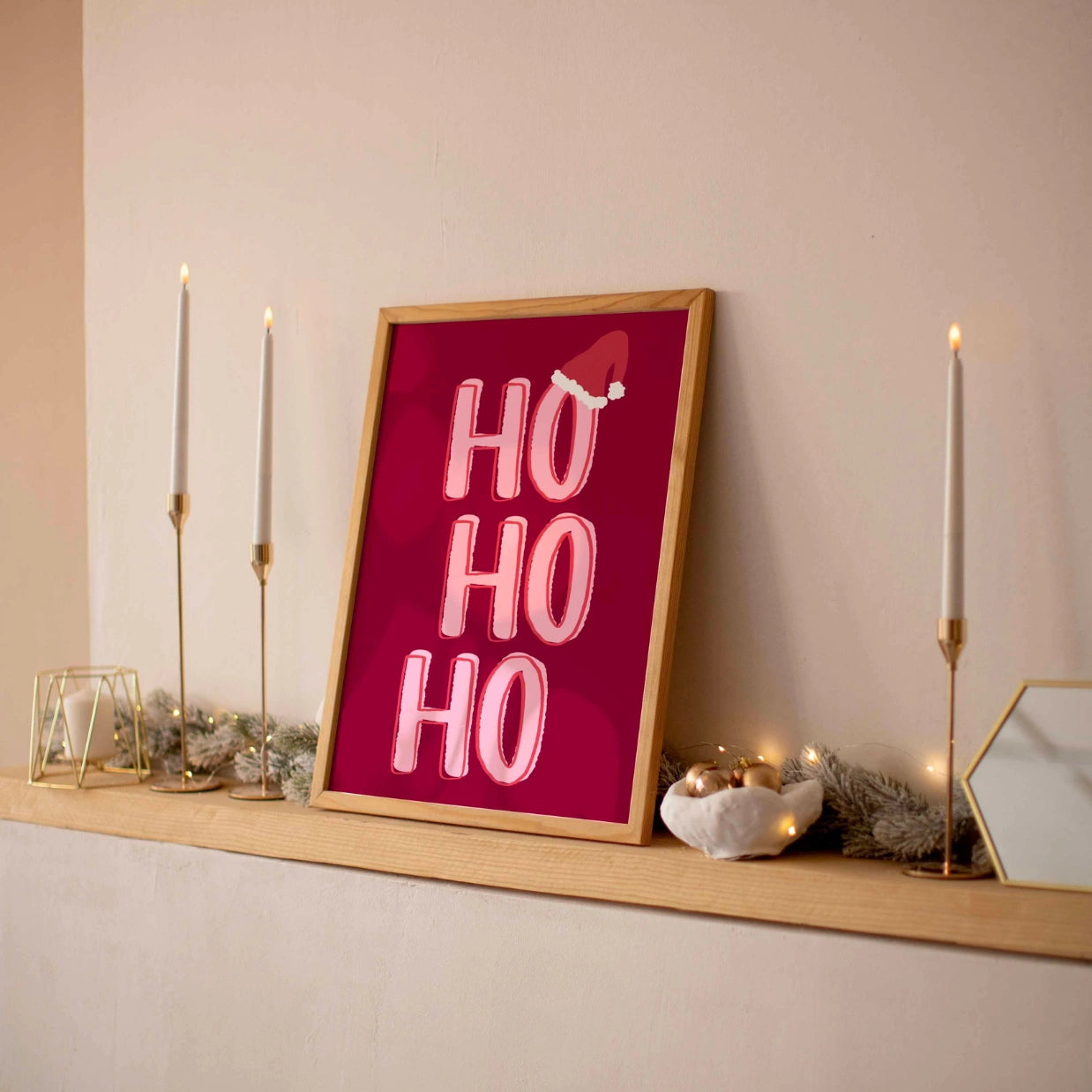 Weihnachtstypografie in Rot und Rosa