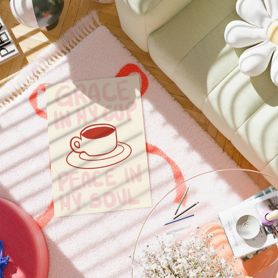 Grace in My Cup Christian Wall Art – Minimal Coffee Faith Print