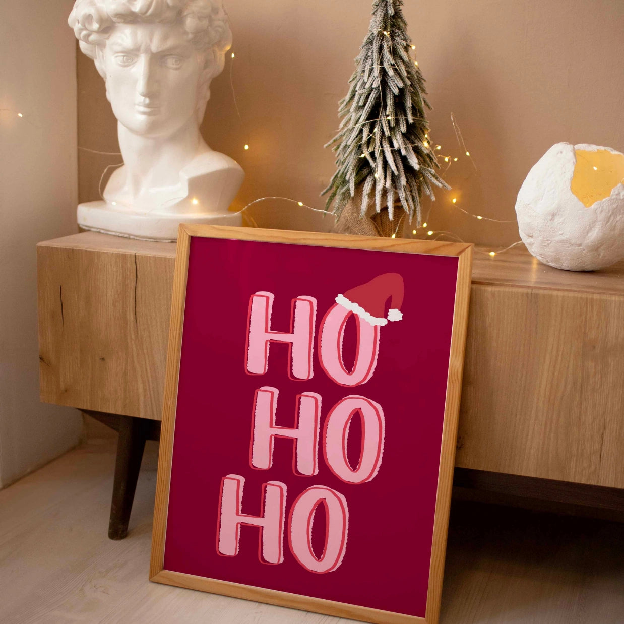 Weihnachtstypografie in Rot und Rosa