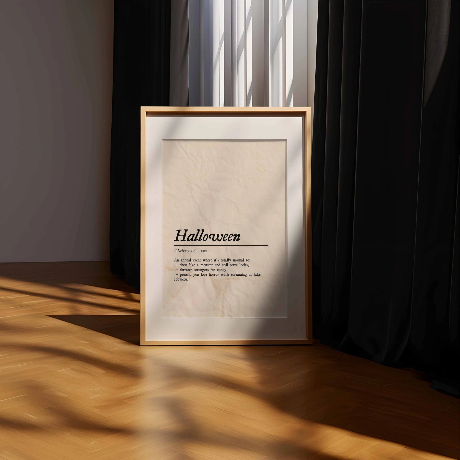 Funny Halloween Definition Print – Minimal Spooky