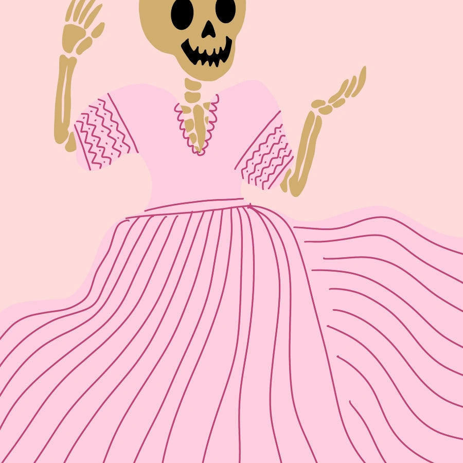 Skeleton Queen Wall Art – Pink Halloween Print