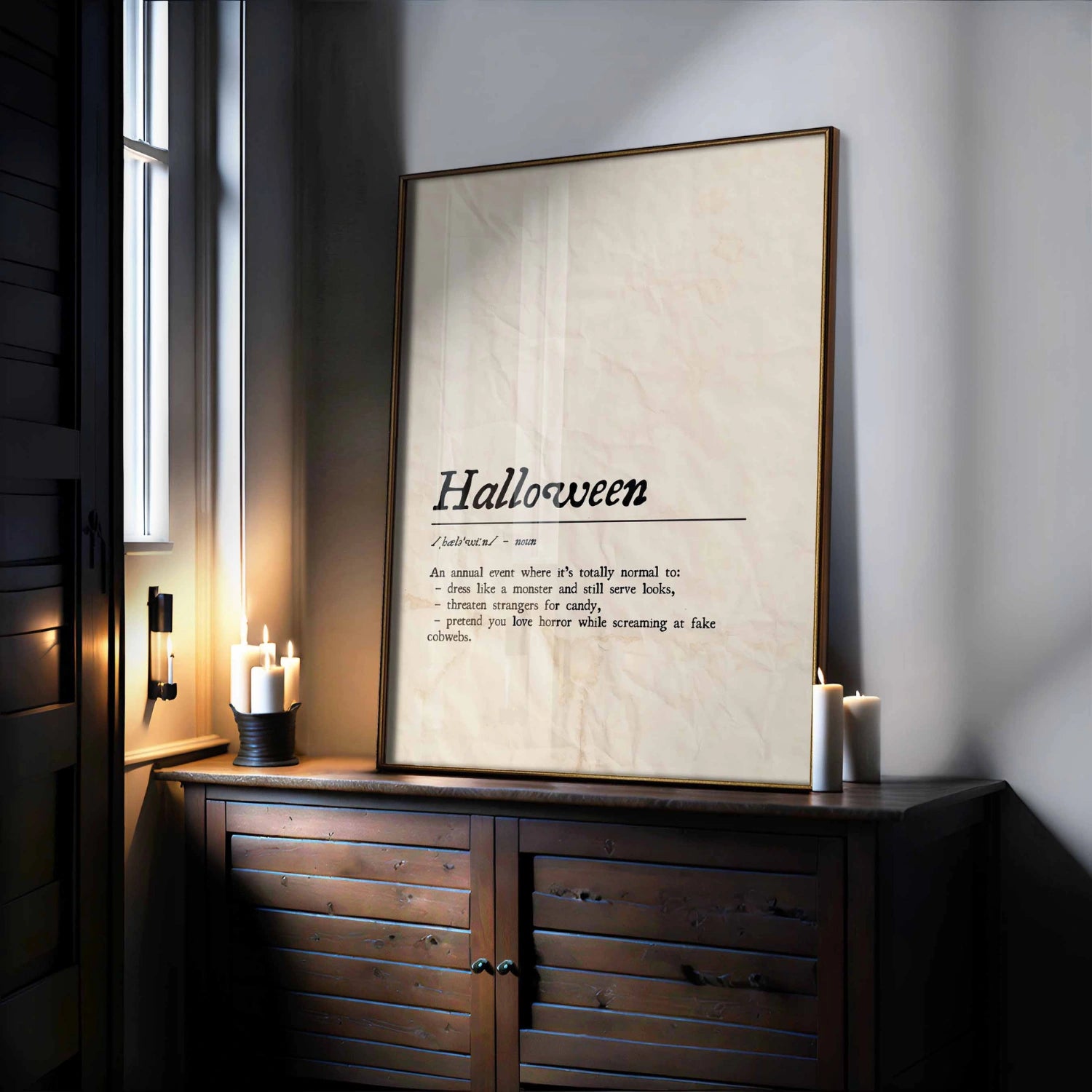 Funny Halloween Definition Print – Minimal Spooky