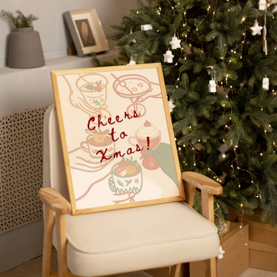 Cheers to Christmas Wall Art - Festive Holiday Drink Print
