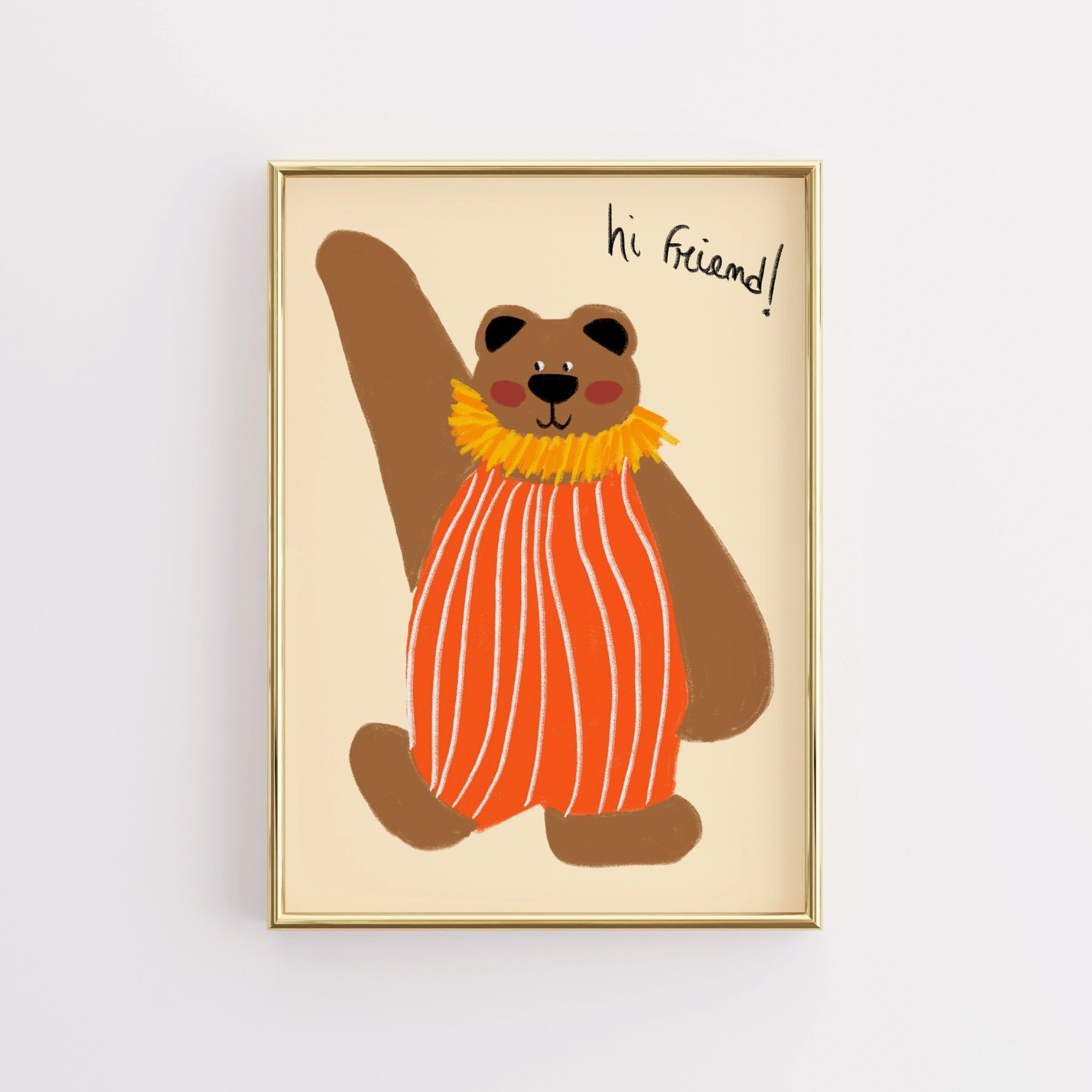 Friendly Bear Wall Art – Cute Nursery Print for Kids Room Decor