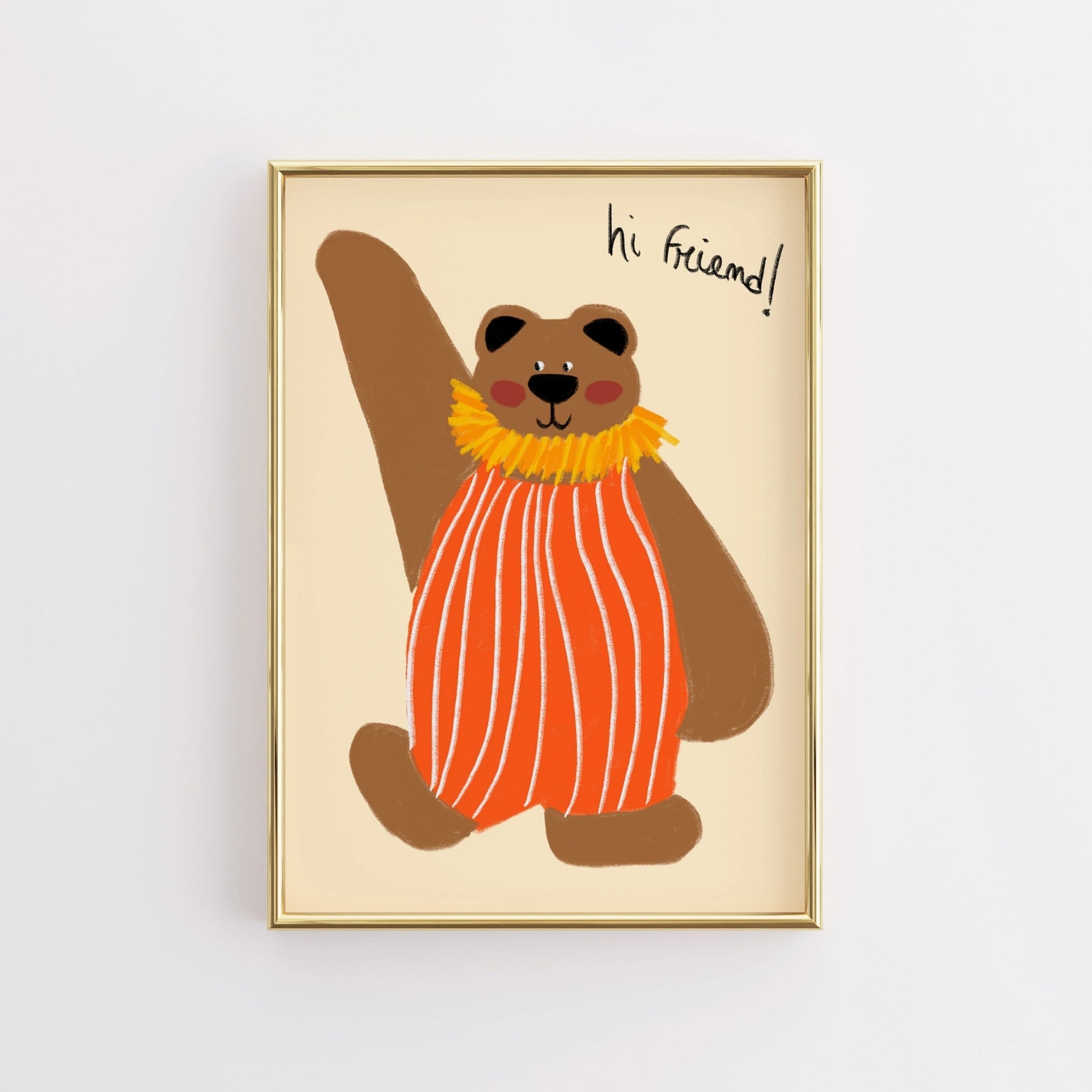 Friendly Bear Wall Art – Cute Nursery Print for Kids Room Decor