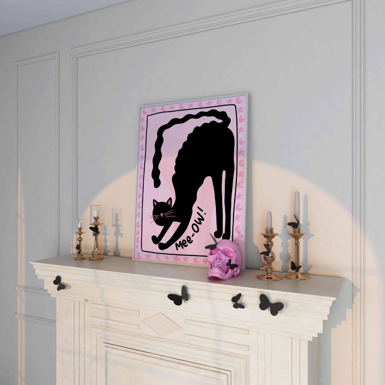 Mee-OW Black Cat  – Halloween Print