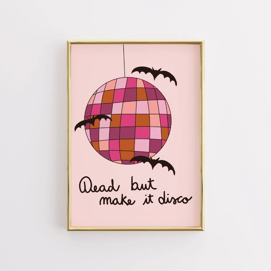 Disco Halloween Print – Dead but Make It Disco Pink Wall