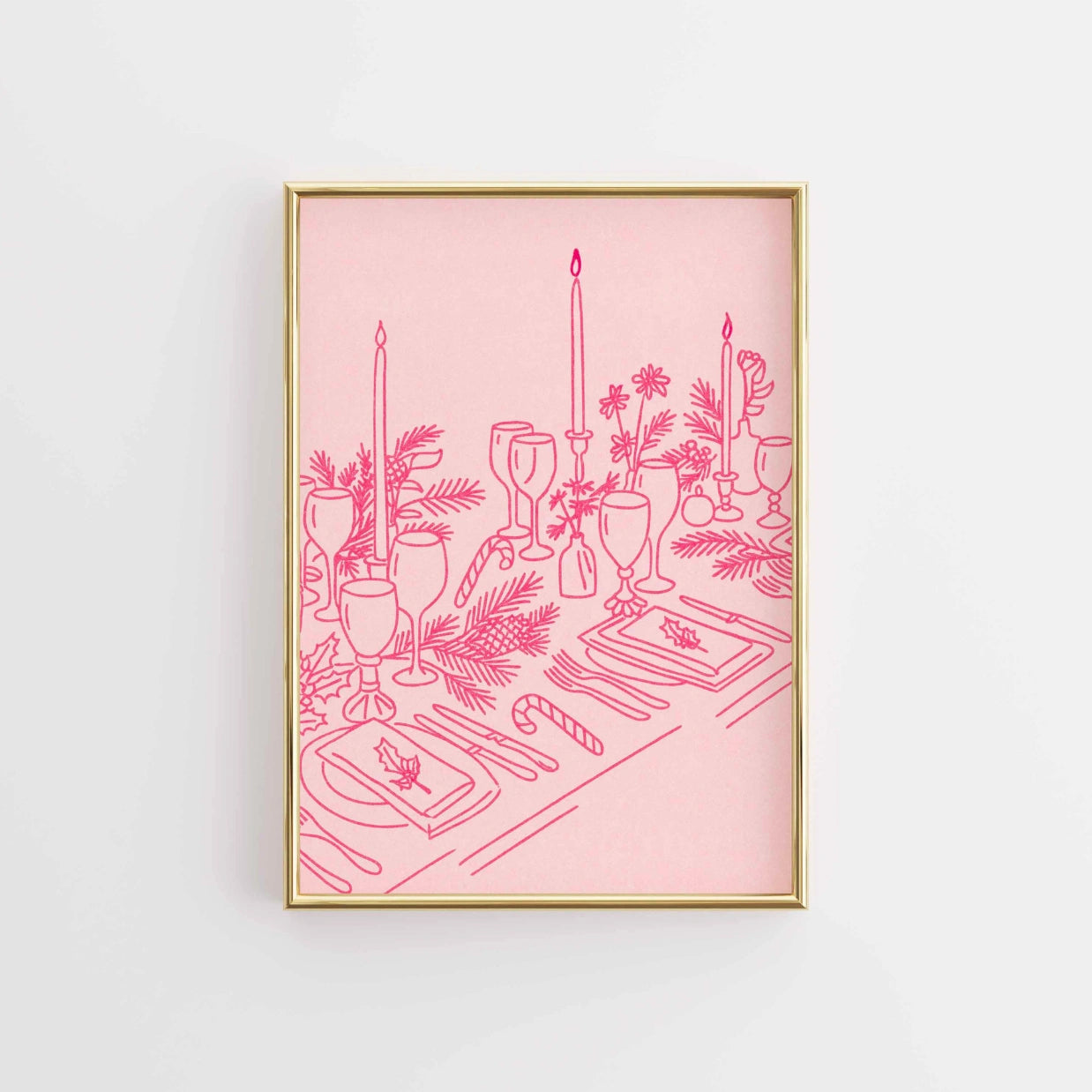 Pink Holiday Tablescape Print