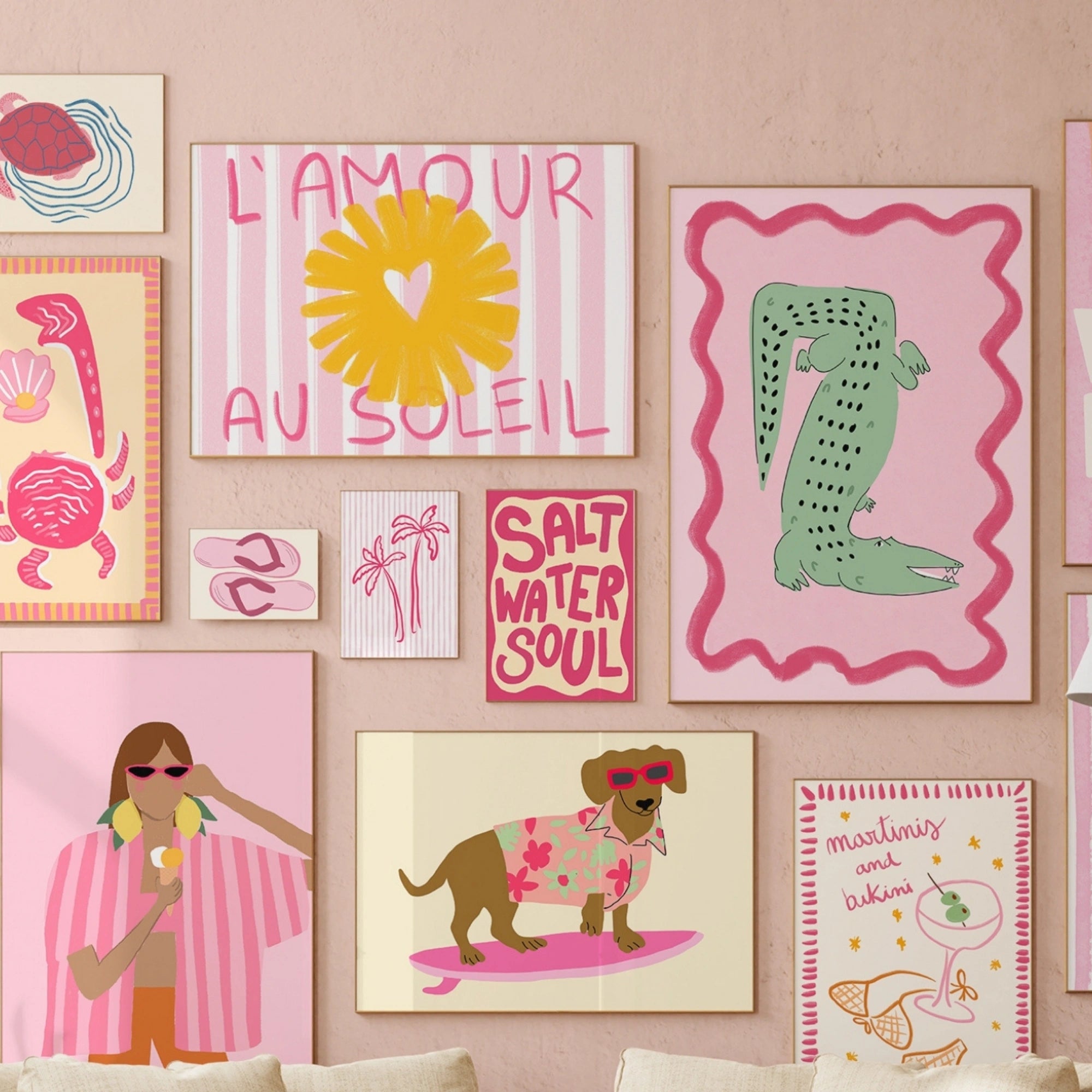 Handmade Pink Coastal Decor, over 130 prints