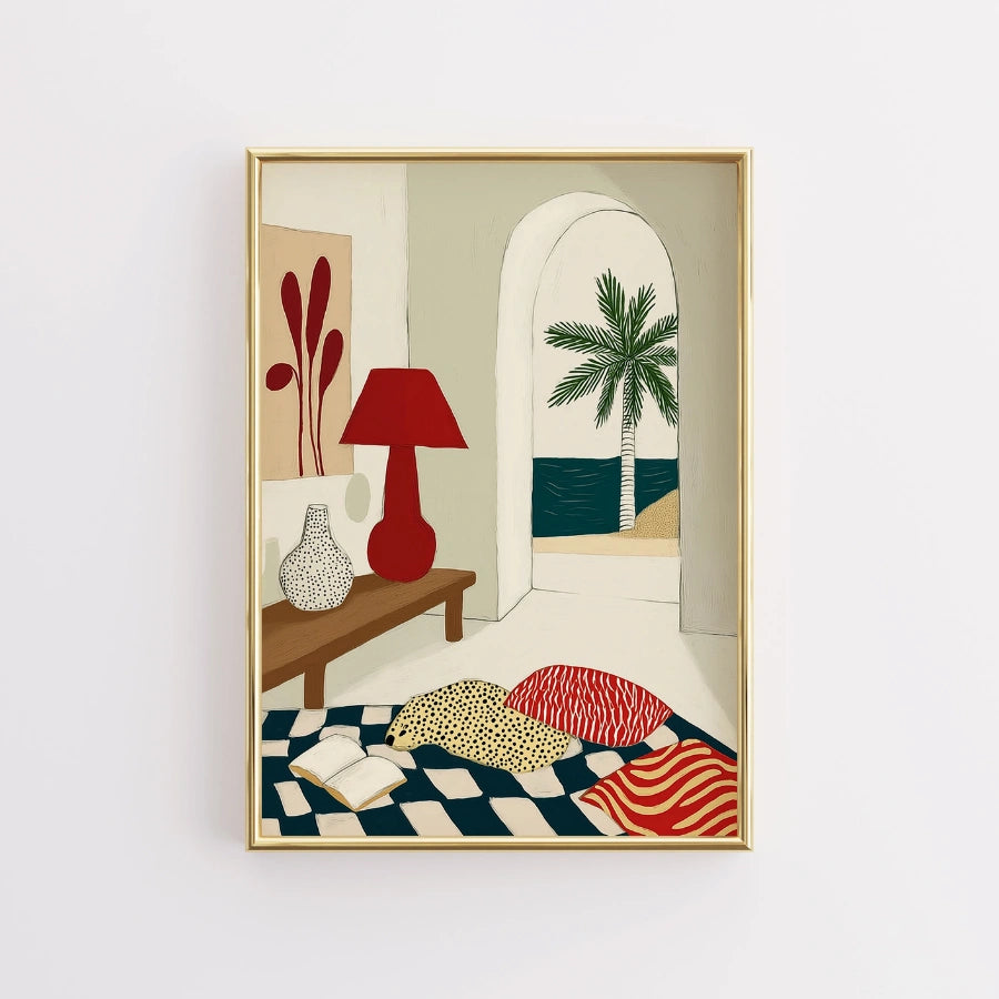 Moderna arte murale costiera – Stampa di interni mediterranei 