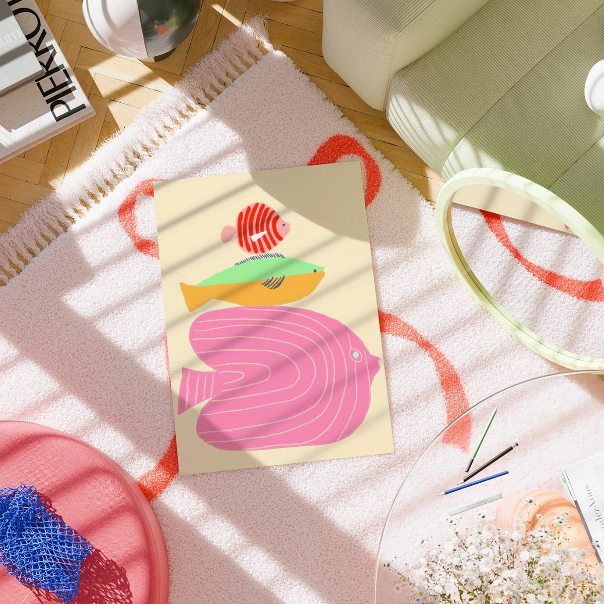 Colorful Fish Wall Art - Coastal Kids Room Print