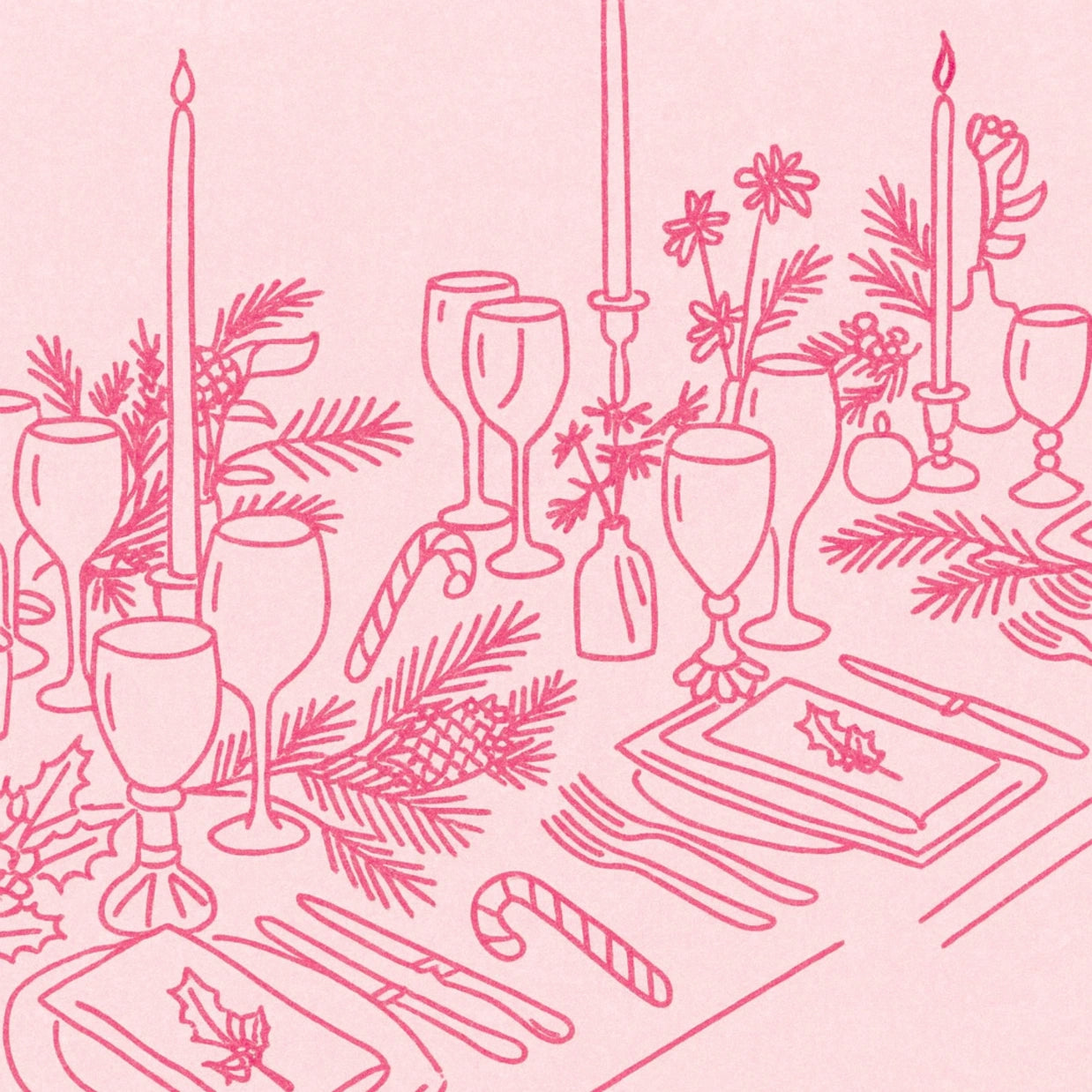 Pink Holiday Tablescape Print