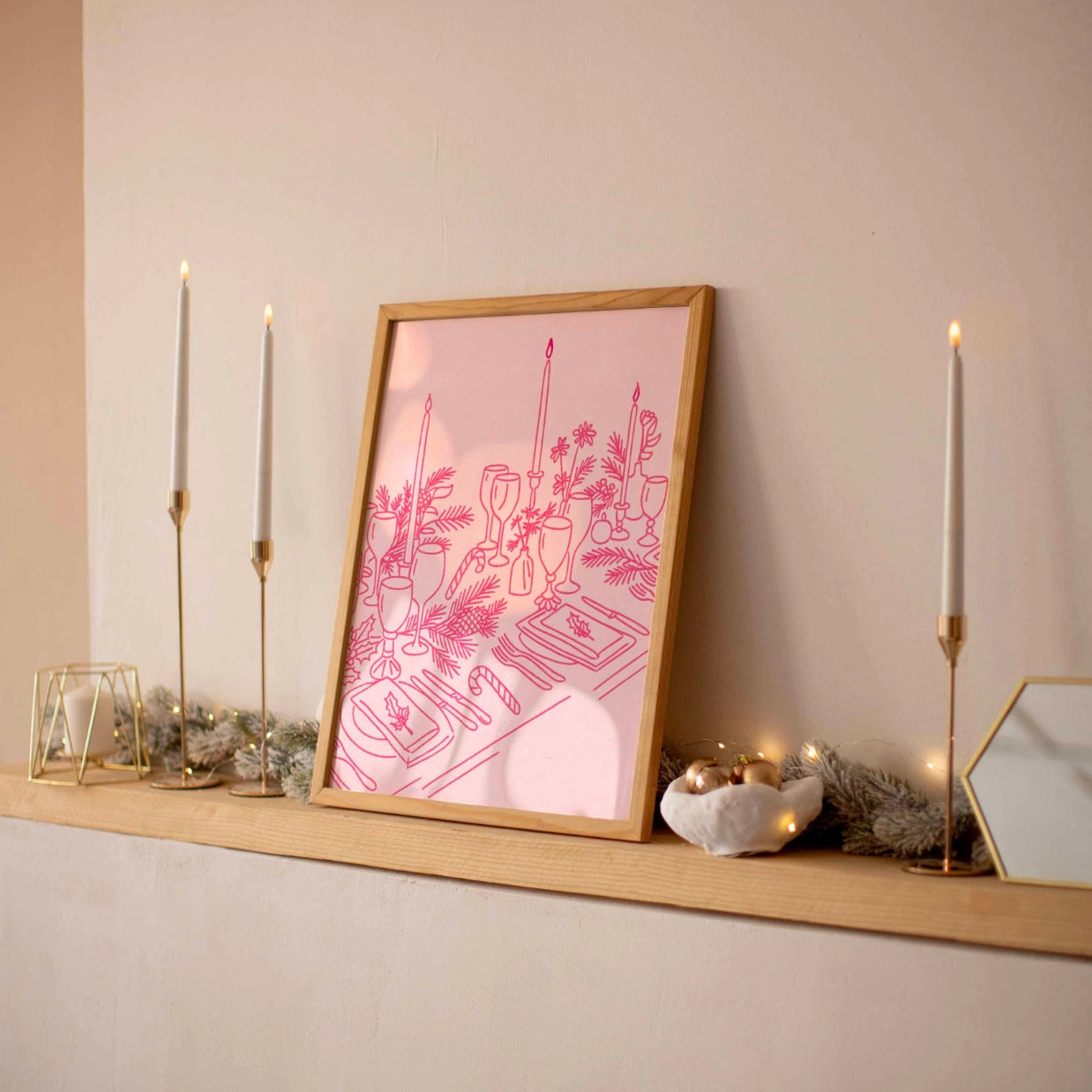 Pink Holiday Tablescape Print