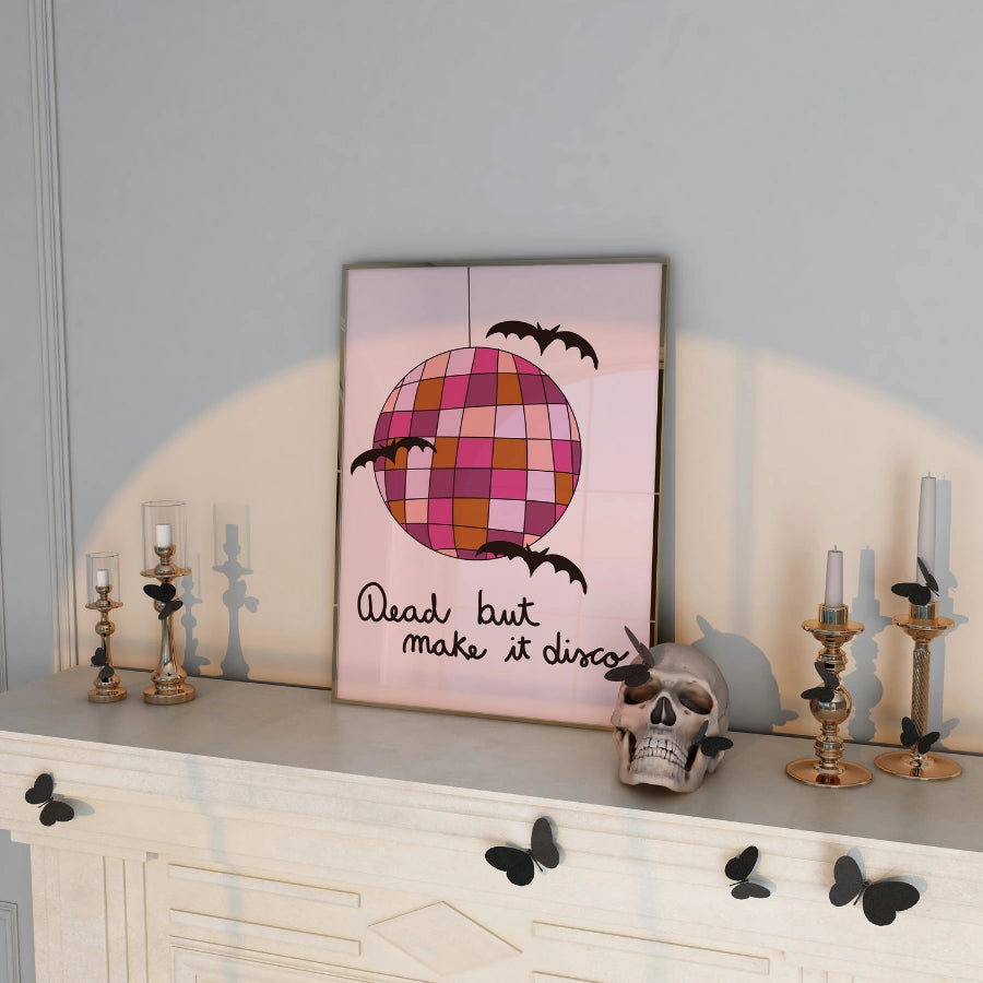 Disco Halloween Print – Dead but Make It Disco Pink Wall