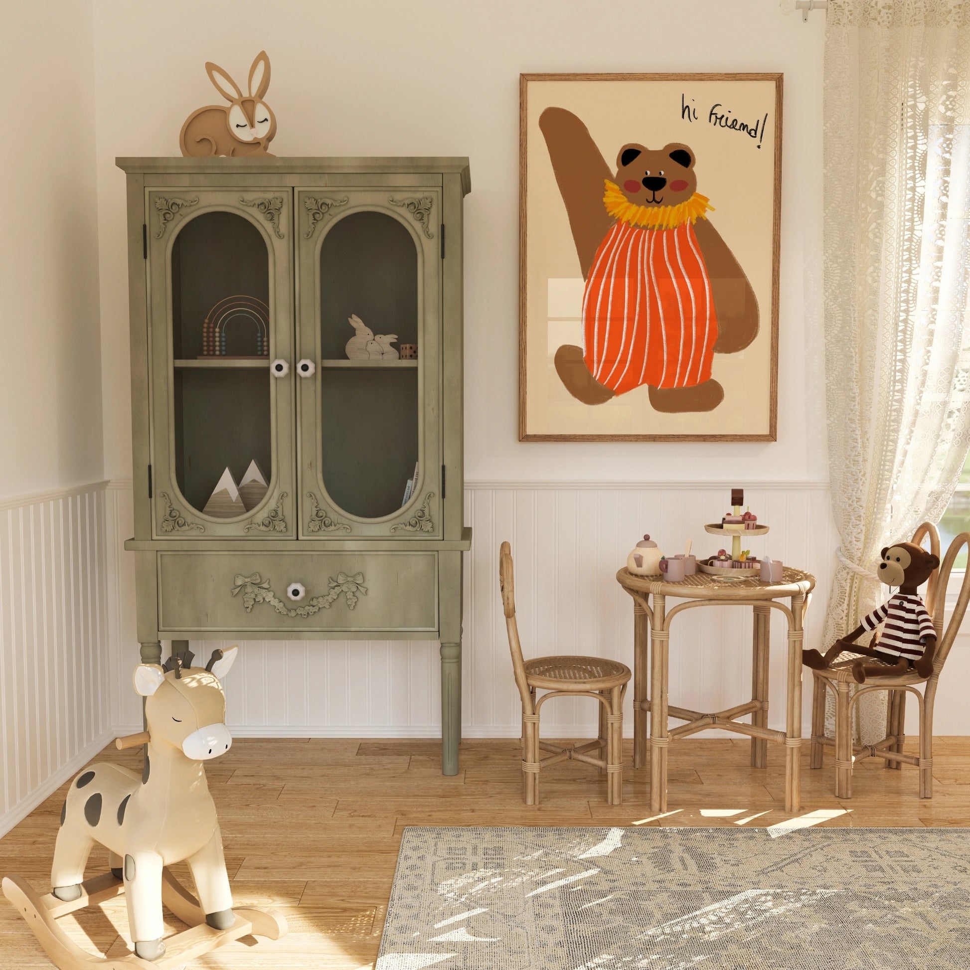 Friendly Bear Wall Art – Cute Nursery Print for Kids Room Decor