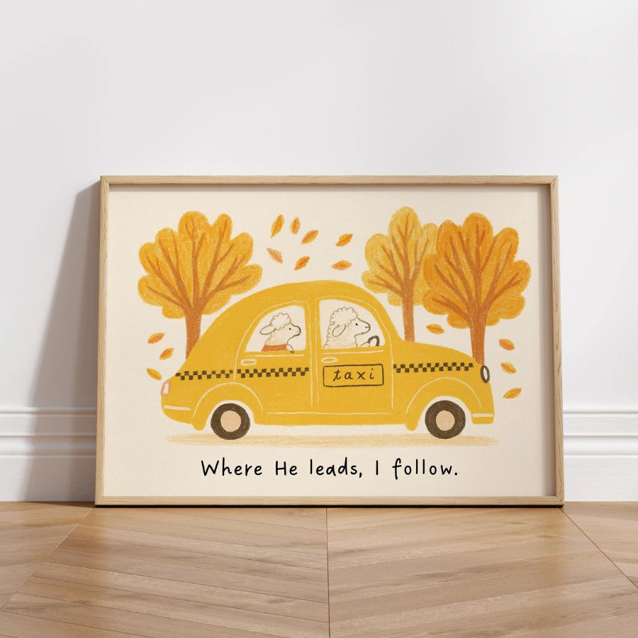 Where He Leads I Follow Wall Art - Faith Inspired Scripture Artwork