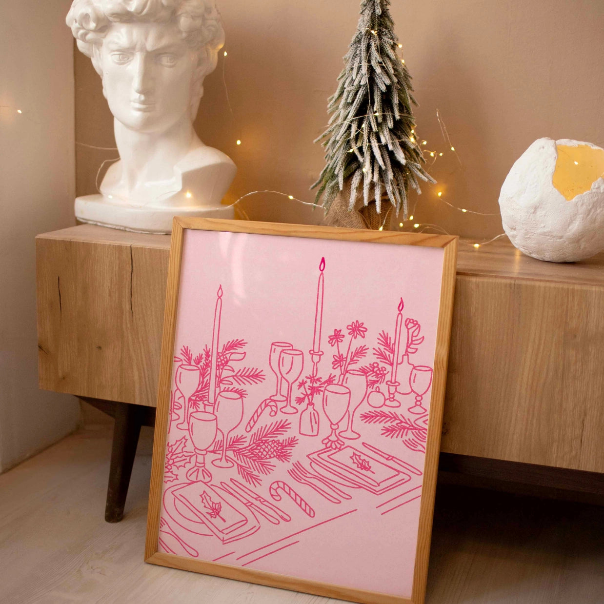 Pink Holiday Tablescape Print