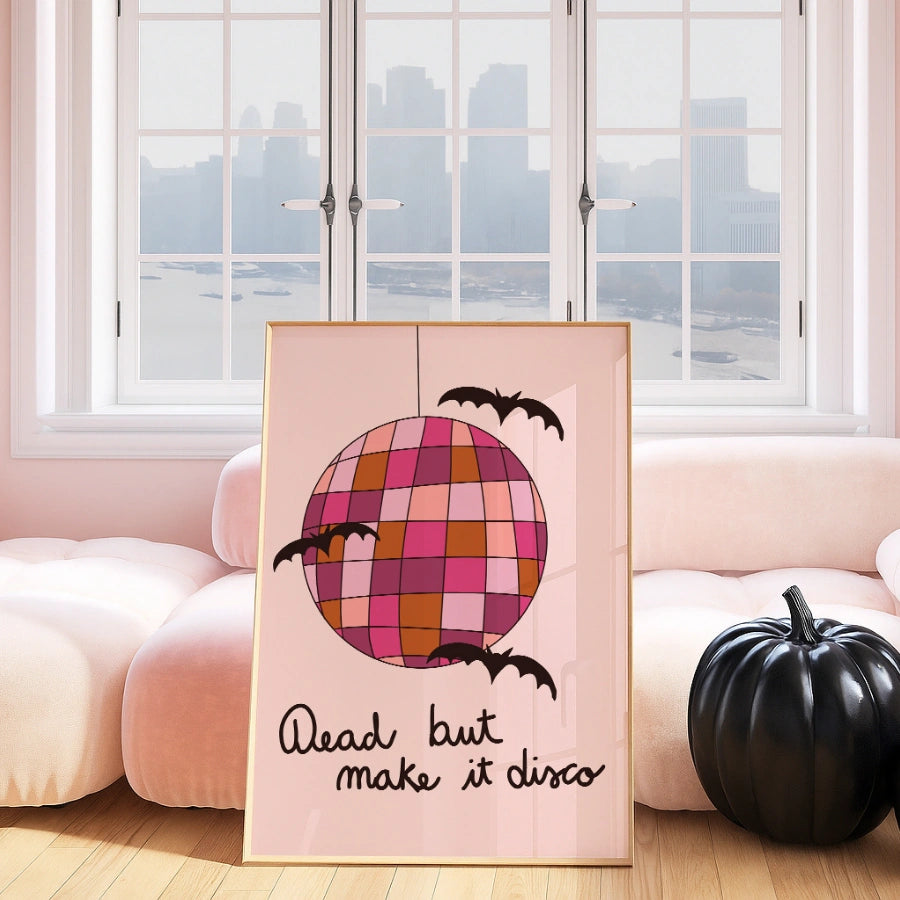 Disco Halloween Print – Dead but Make It Disco Pink Wall