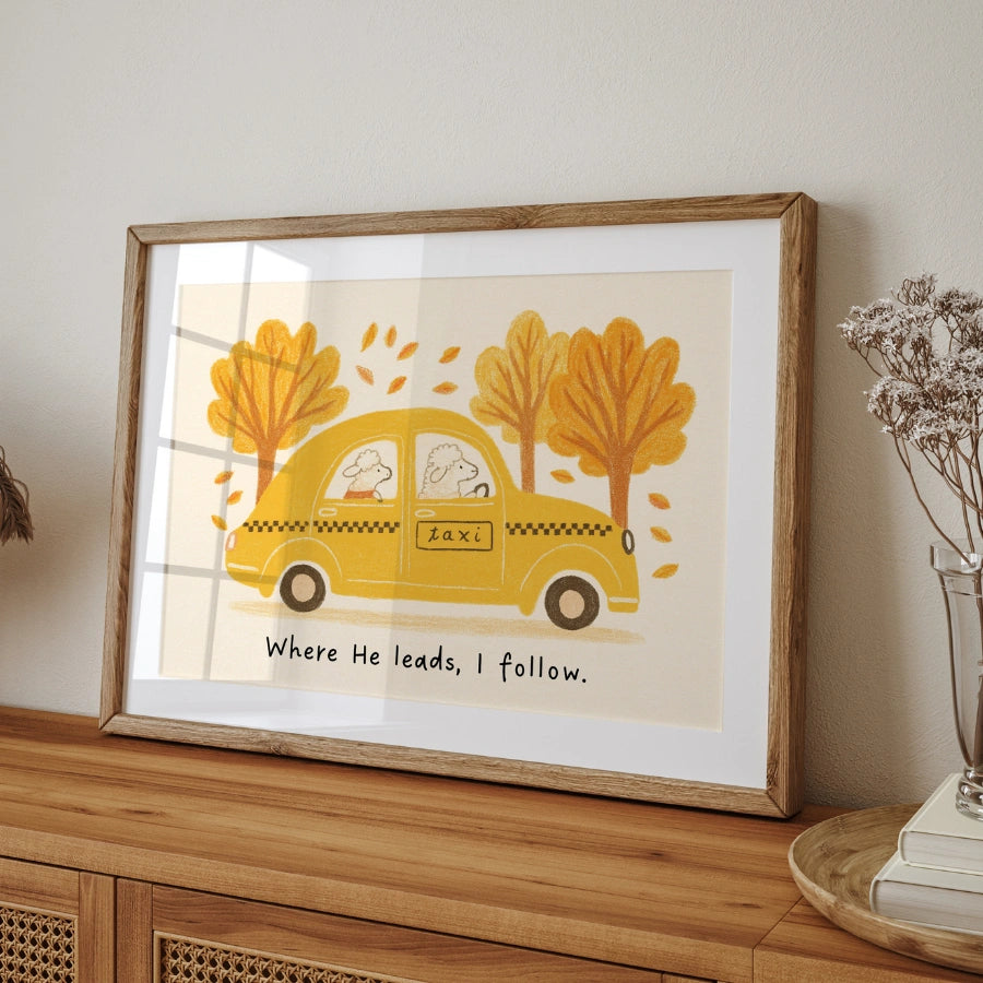 Where He Leads I Follow Wall Art - Faith Inspired Scripture Artwork