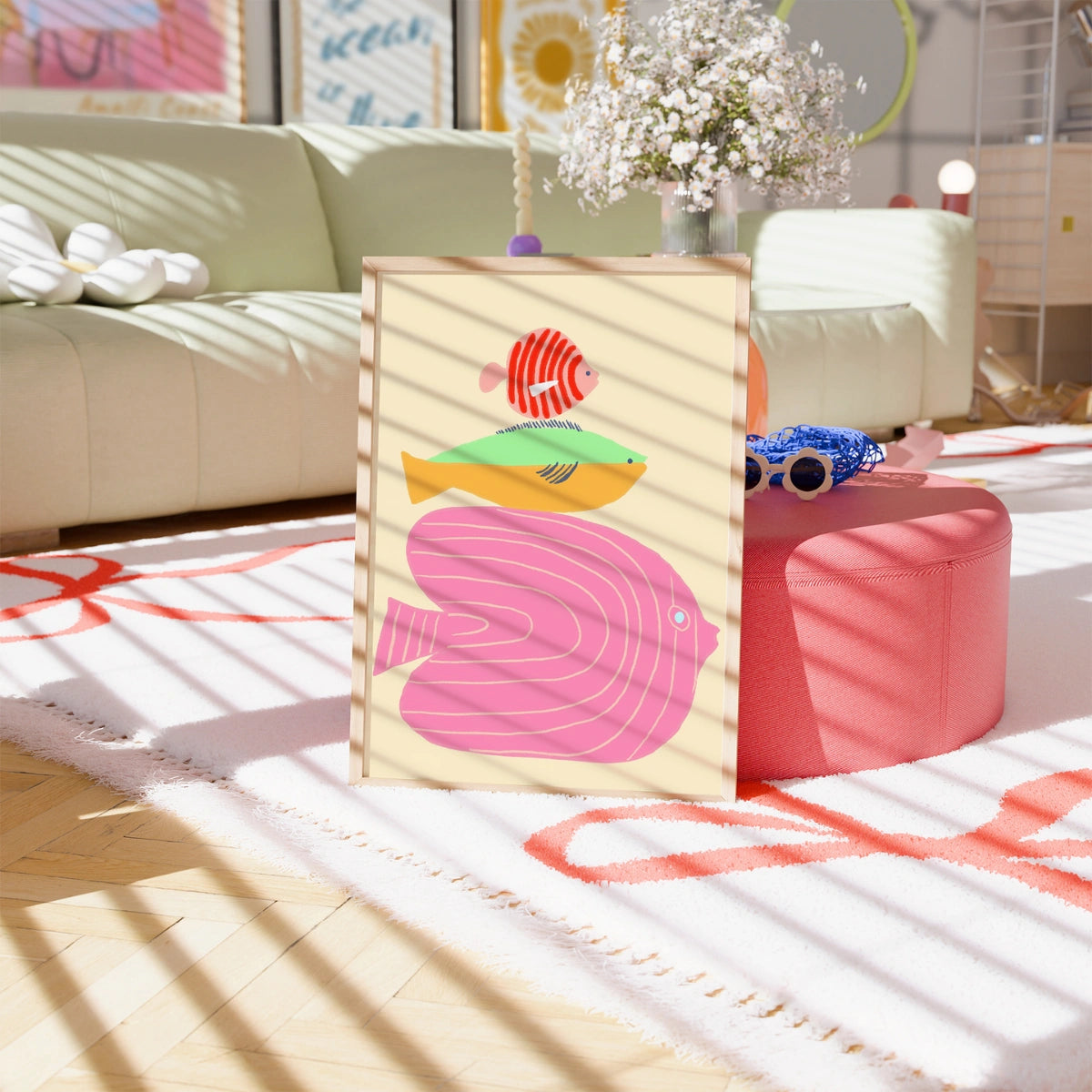 Colorful Fish Wall Art - Coastal Kids Room Print