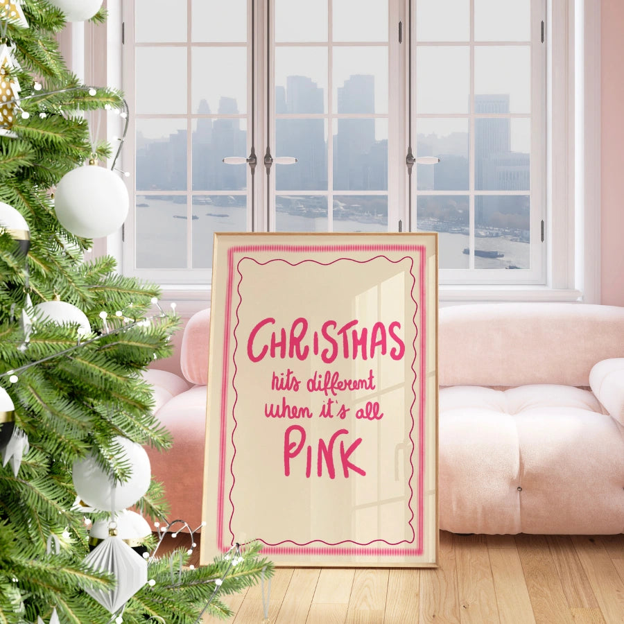 Pink Christmas Vibes – Funny Preppy Christmas Wall Art