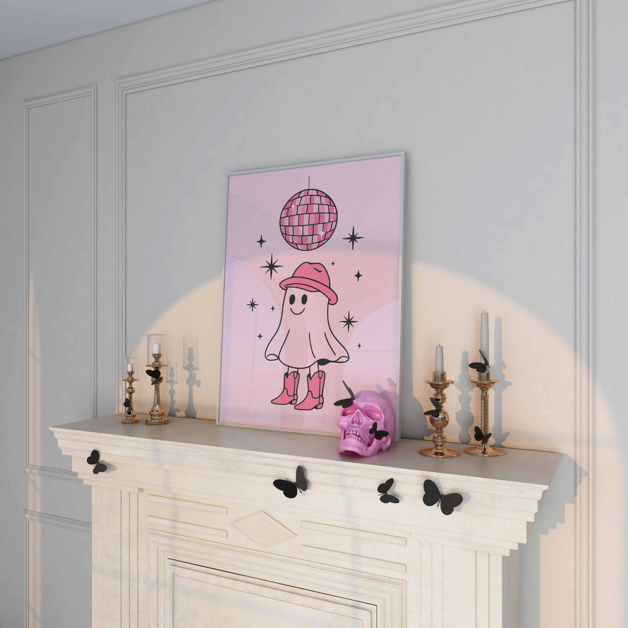 Cowgirl Ghost Disco – Pink Western Halloween Print