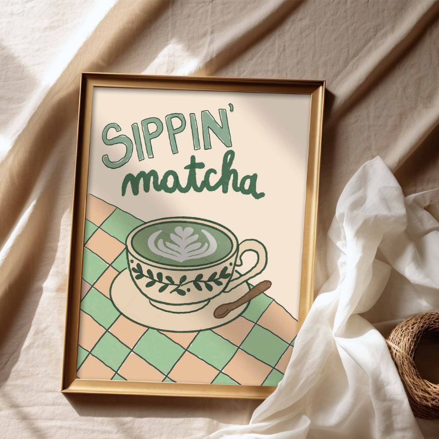 Matcha Wall Art – Decorazione accogliente per la cucina