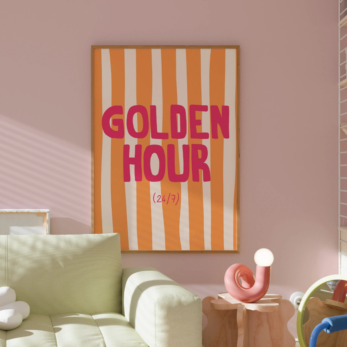 Golden Hour Print – Bold Orange Summer Quote Wall Art