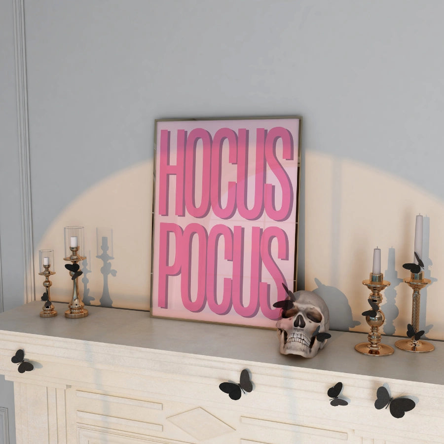 Funny Halloween Typography Print – Pink Hocus Pocus Wall Art
