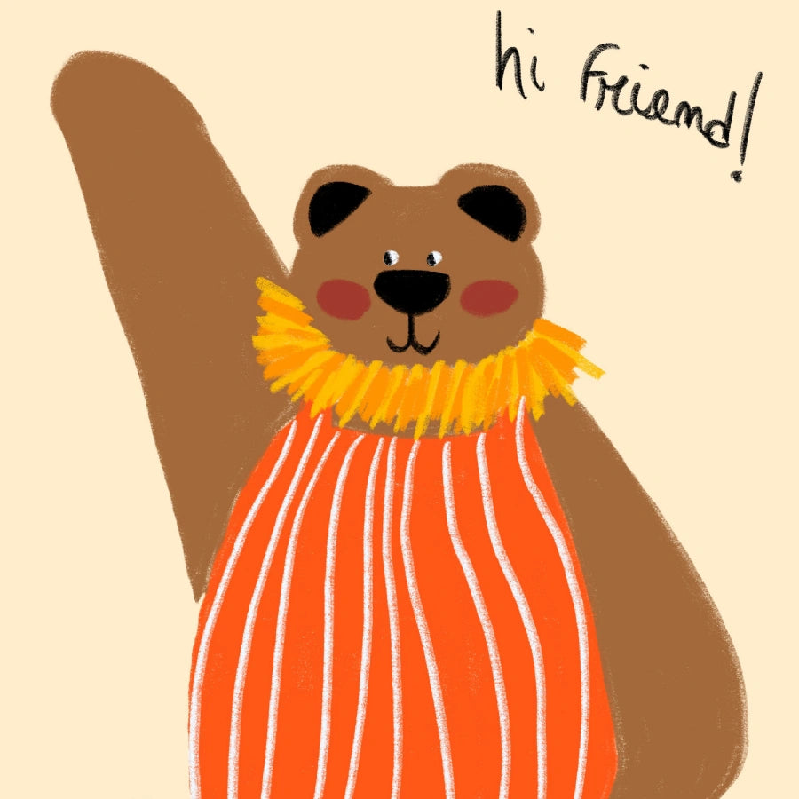 Friendly Bear Wall Art – Cute Nursery Print for Kids Room Decor