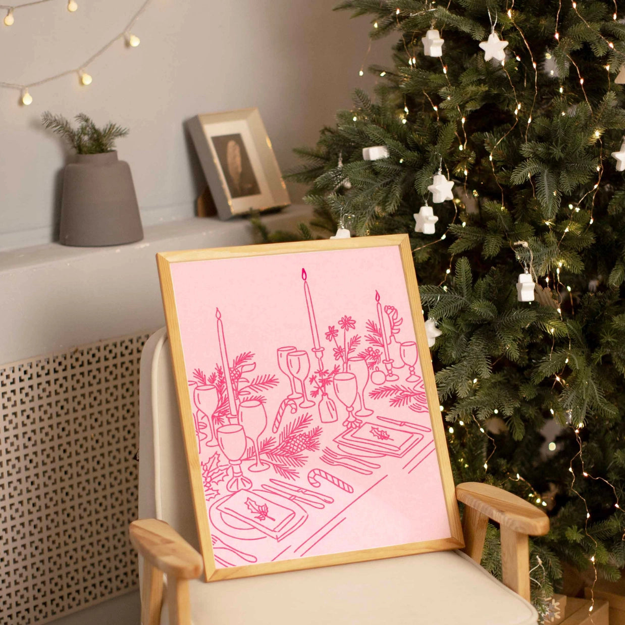 Pink Holiday Tablescape Print