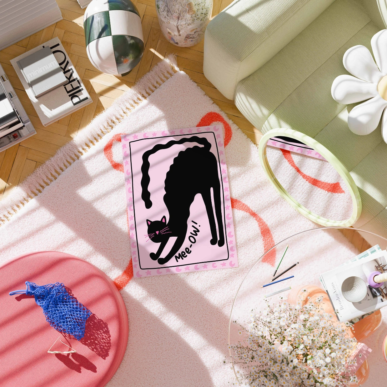 Mee-OW Black Cat  – Halloween Print